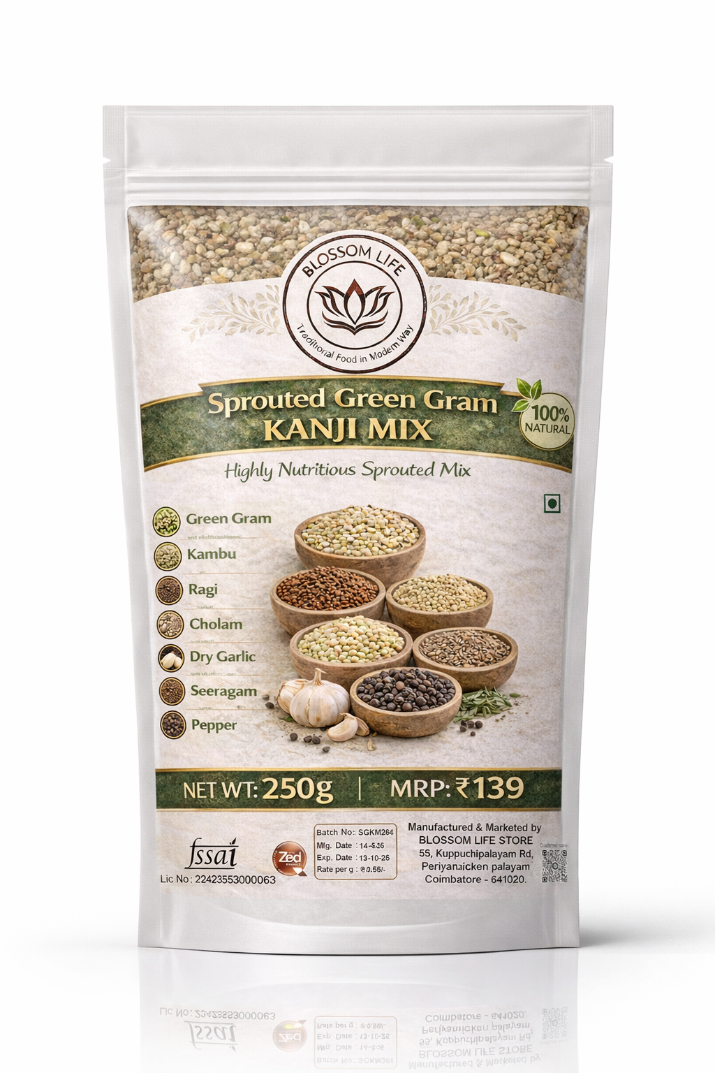 Sprouted Pasi Paruppu Kanji Mix